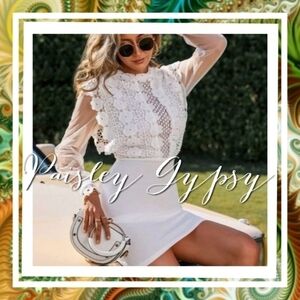 ELEGANT LACE WHITE RUFFLE MINI DRESS